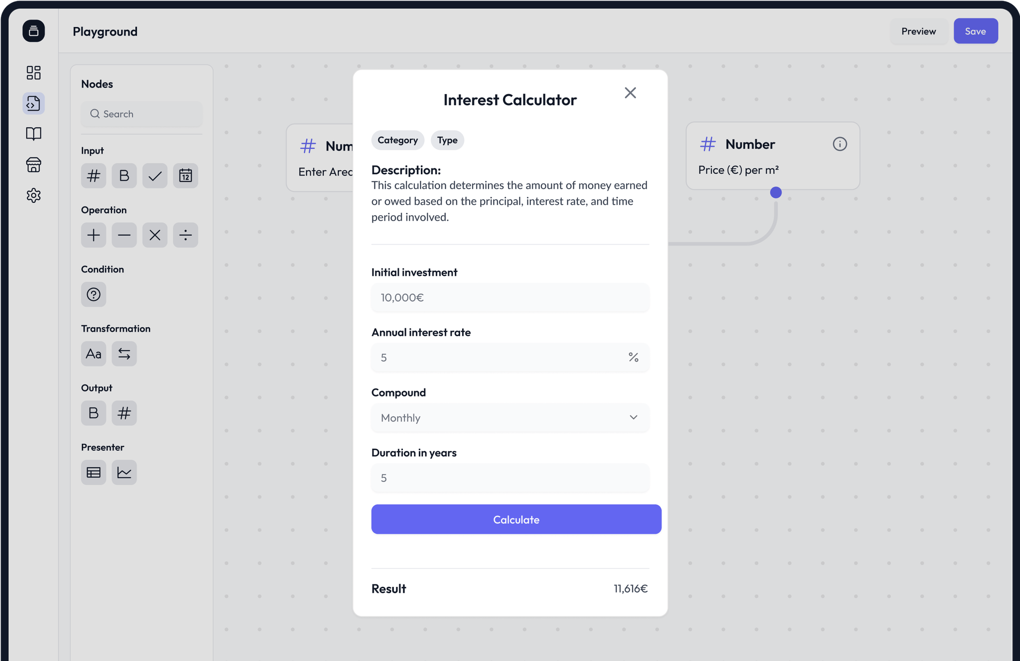 Code preview interface