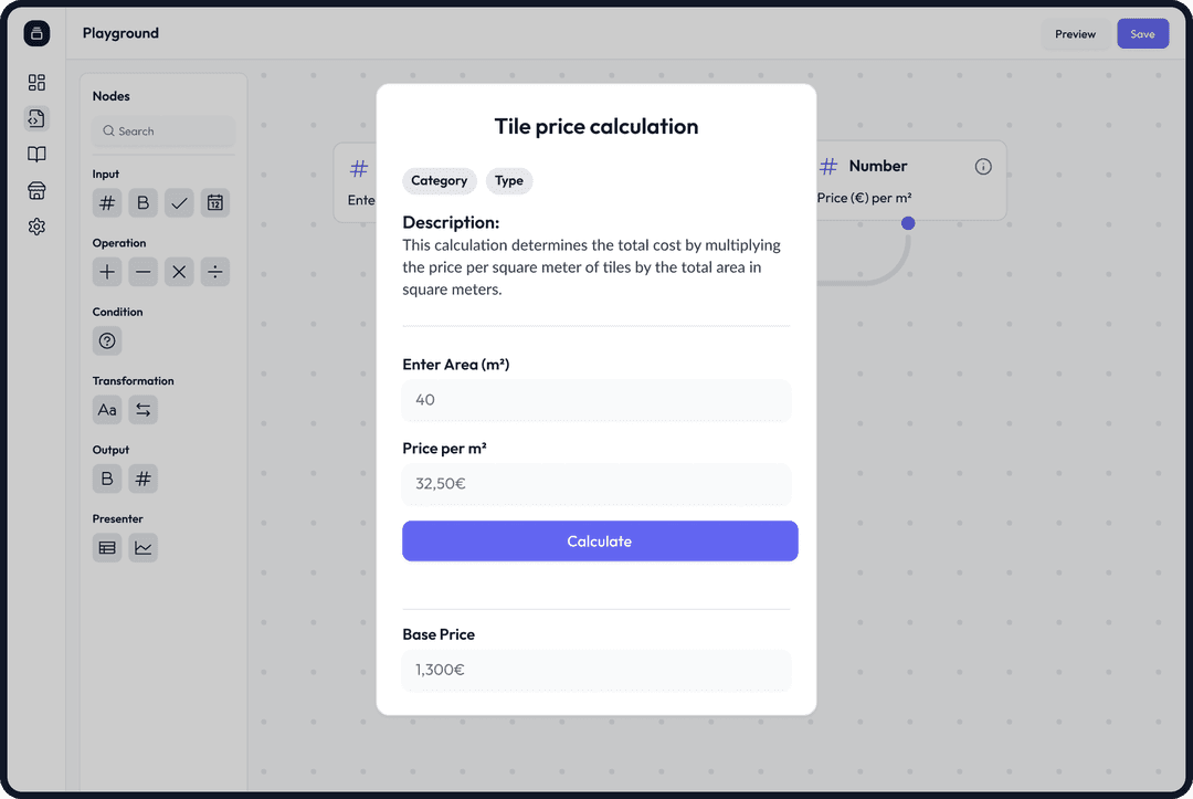 Node editor interface